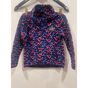 Eddie Bauer Youth 1/4 Zip Quest Fleece Printed Dark Blue XS 5/6